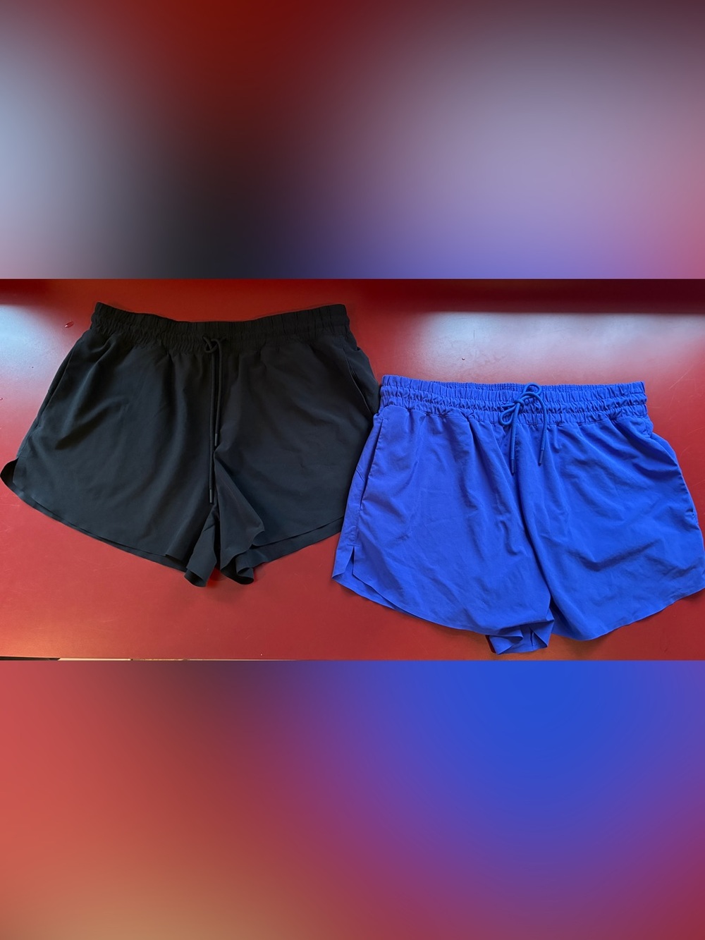 2x Athleta Flowy Unlined Black & Blue Shorts